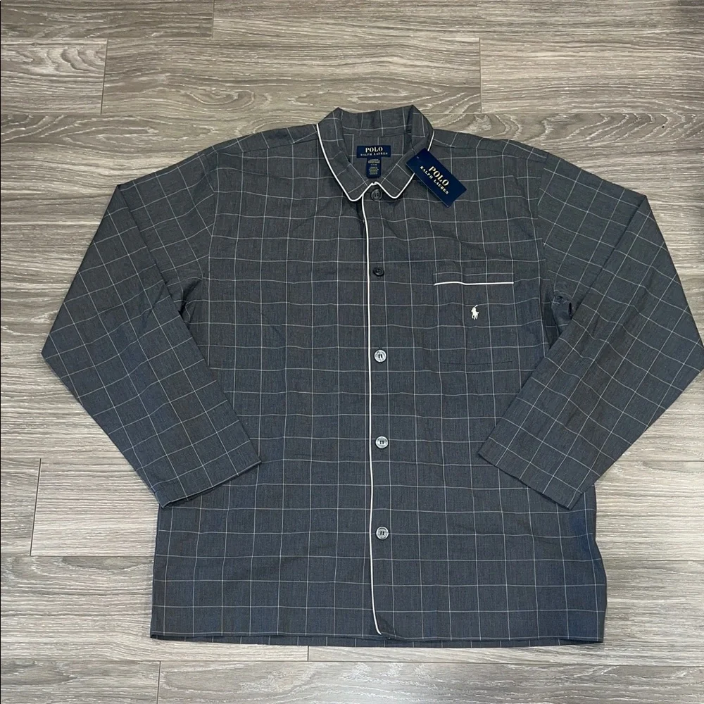 Polo by Ralph Lauren Men's Dark Gray Plaid Sleep Shirt